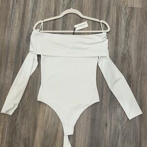 Aritzia Off-Shoulder White Bodysuit New